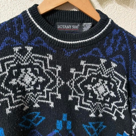 Vintage Botany 500 Multicolor Abstract Knit Pullover Medium Sweater Coogi Cosby - Picture 2 of 7